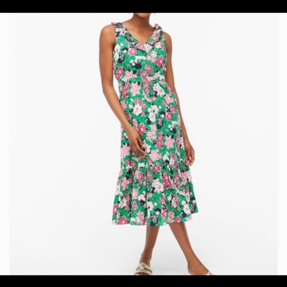 J. Crew Green and pink floral dress- NWOT